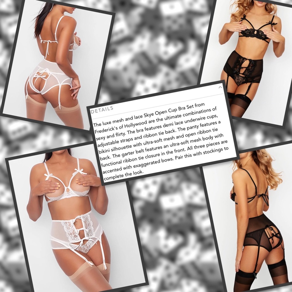 Lingerie Strappy Bondage Theme Sexy Bra Panty Brief Skirt Suspender Gartered Set